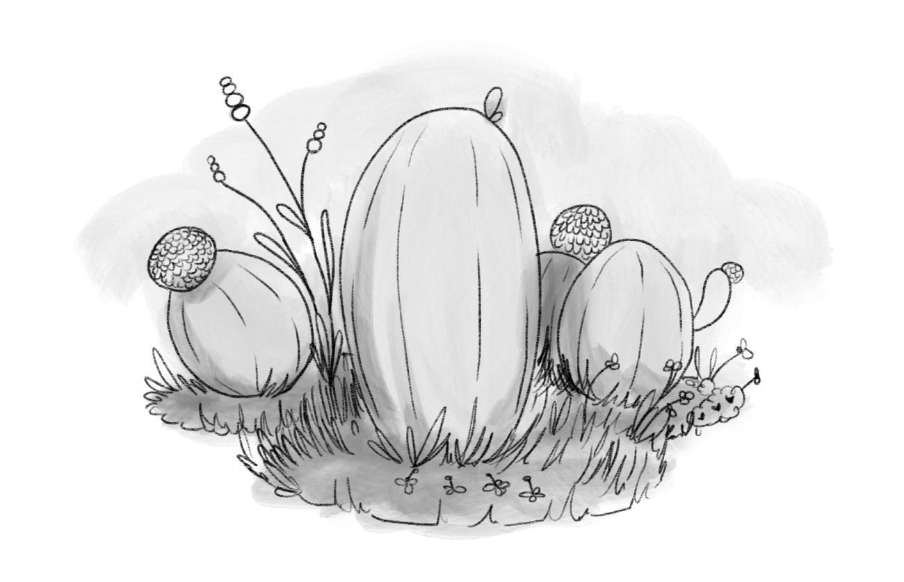 three cacti sitting amongst shrub