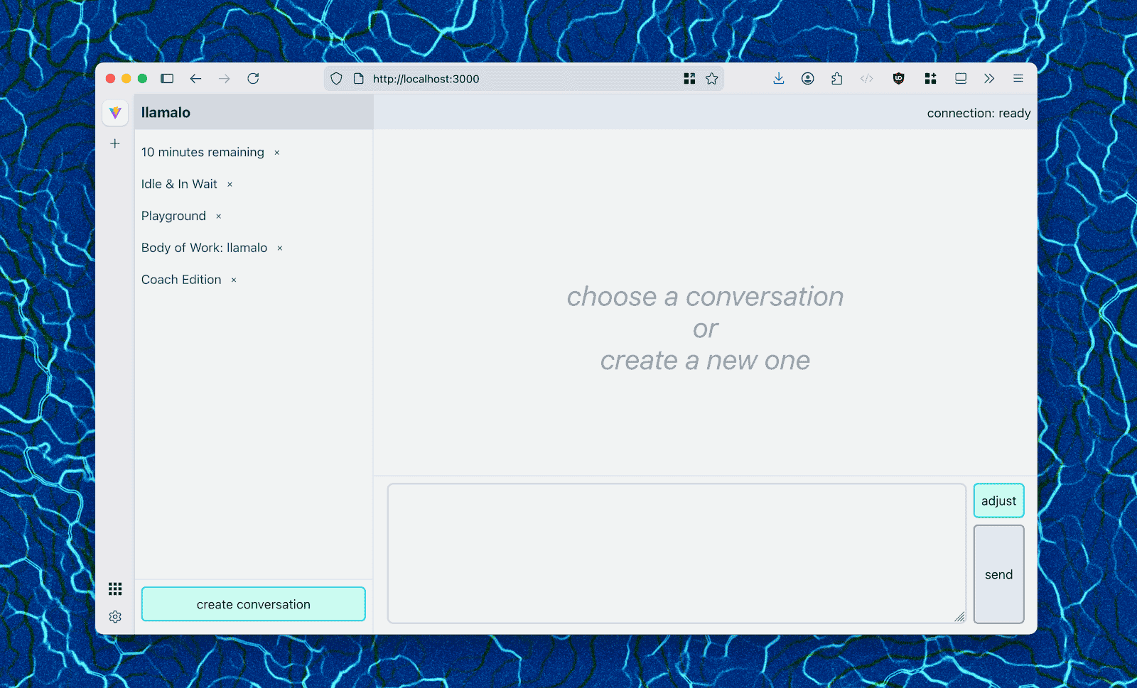 chat application ready to type